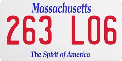 MA license plate 263LO6