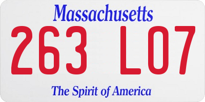 MA license plate 263LO7