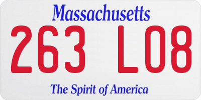 MA license plate 263LO8