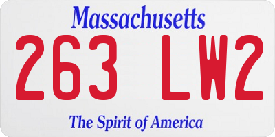 MA license plate 263LW2