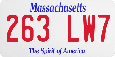 MA license plate 263LW7