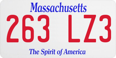 MA license plate 263LZ3