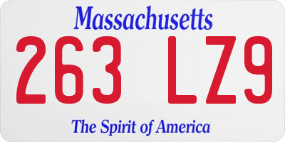 MA license plate 263LZ9