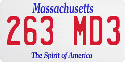 MA license plate 263MD3