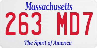 MA license plate 263MD7