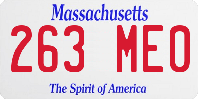 MA license plate 263ME0