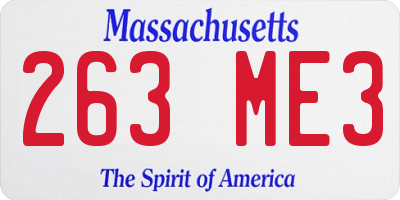 MA license plate 263ME3