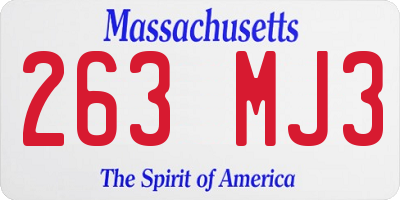MA license plate 263MJ3