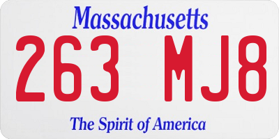MA license plate 263MJ8