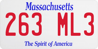 MA license plate 263ML3
