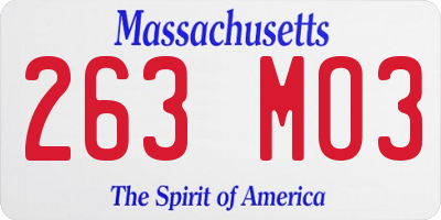 MA license plate 263MO3