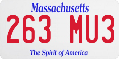 MA license plate 263MU3