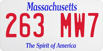 MA license plate 263MW7