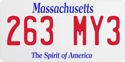 MA license plate 263MY3
