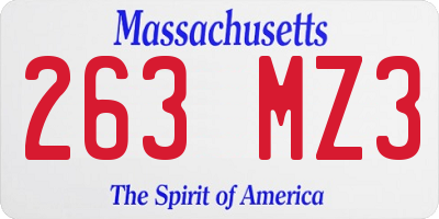 MA license plate 263MZ3