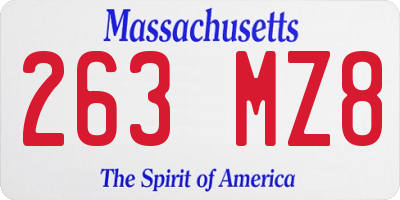 MA license plate 263MZ8