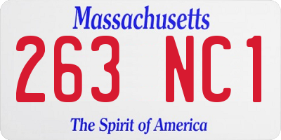 MA license plate 263NC1