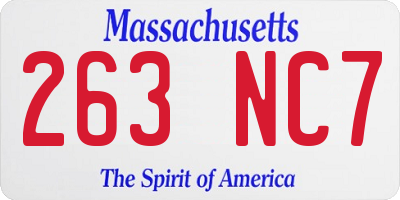 MA license plate 263NC7
