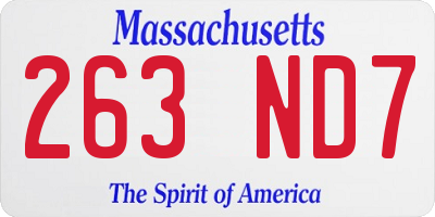 MA license plate 263ND7
