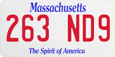 MA license plate 263ND9
