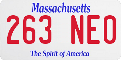 MA license plate 263NE0