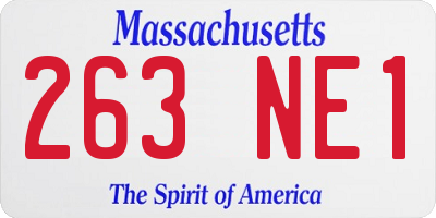MA license plate 263NE1