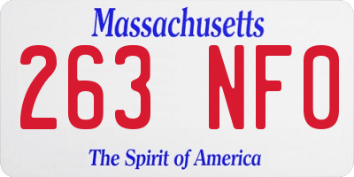 MA license plate 263NF0