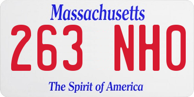 MA license plate 263NH0