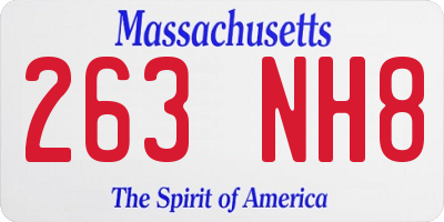 MA license plate 263NH8
