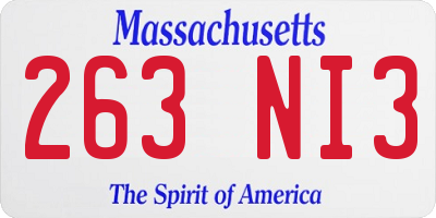 MA license plate 263NI3