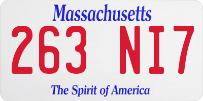 MA license plate 263NI7
