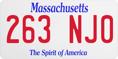 MA license plate 263NJ0