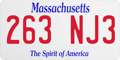 MA license plate 263NJ3