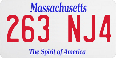 MA license plate 263NJ4