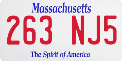 MA license plate 263NJ5