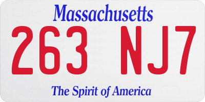 MA license plate 263NJ7