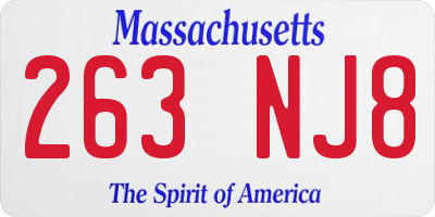 MA license plate 263NJ8