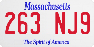 MA license plate 263NJ9