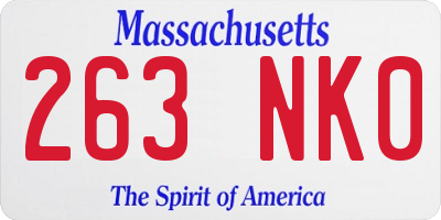 MA license plate 263NK0