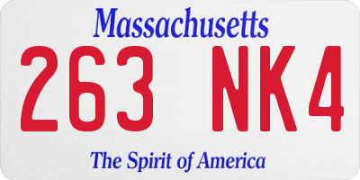 MA license plate 263NK4