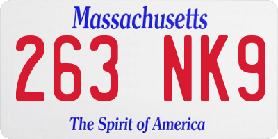 MA license plate 263NK9