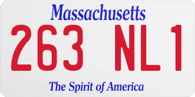 MA license plate 263NL1