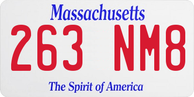 MA license plate 263NM8