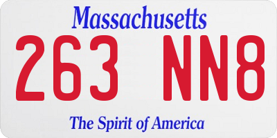 MA license plate 263NN8