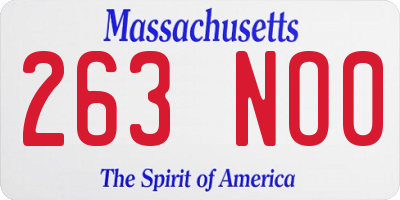 MA license plate 263NO0