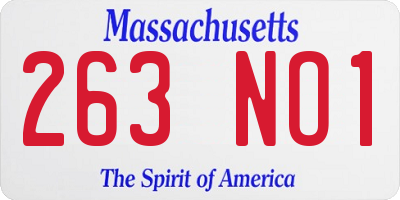 MA license plate 263NO1