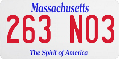 MA license plate 263NO3