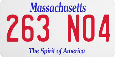 MA license plate 263NO4