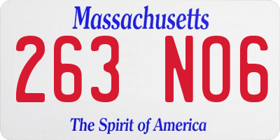 MA license plate 263NO6