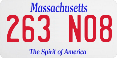 MA license plate 263NO8